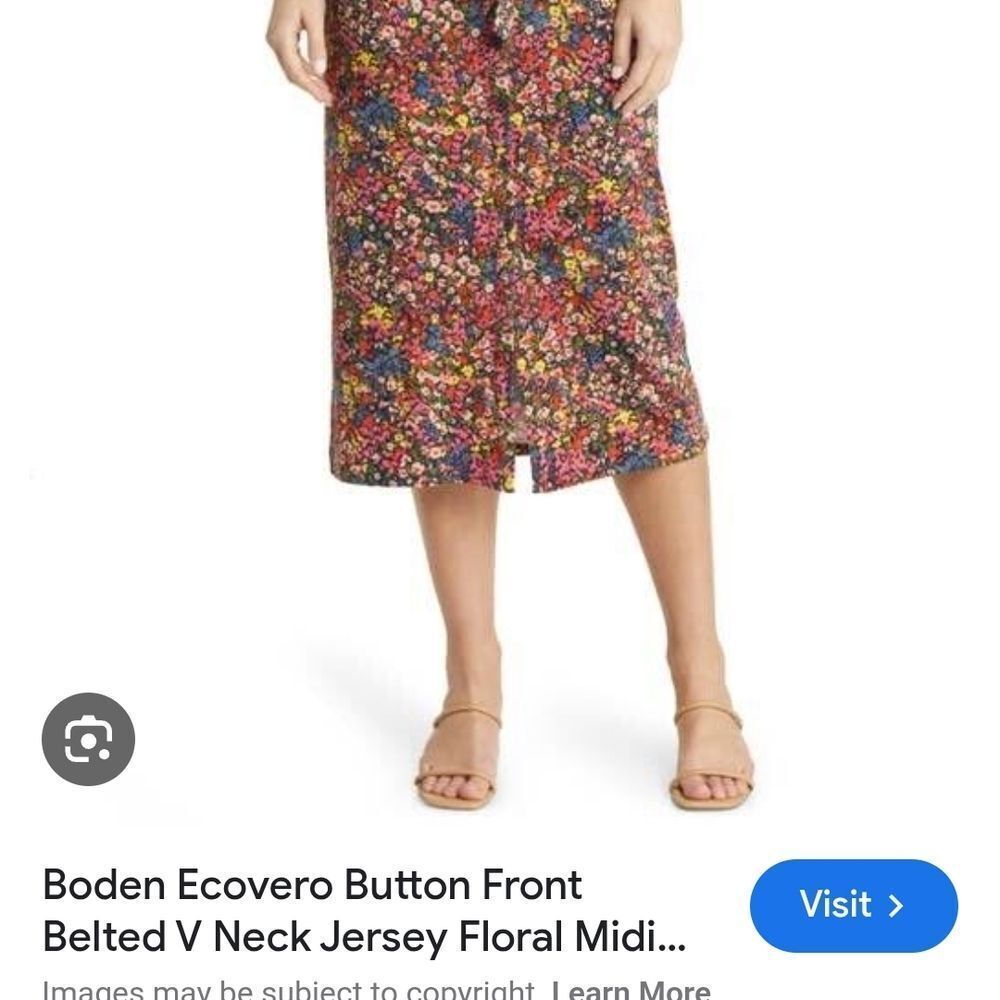 Boden Ecovero Floral V-Neck Buttondown Jersey Midi Dress Size 2 - Picture 3 of 4